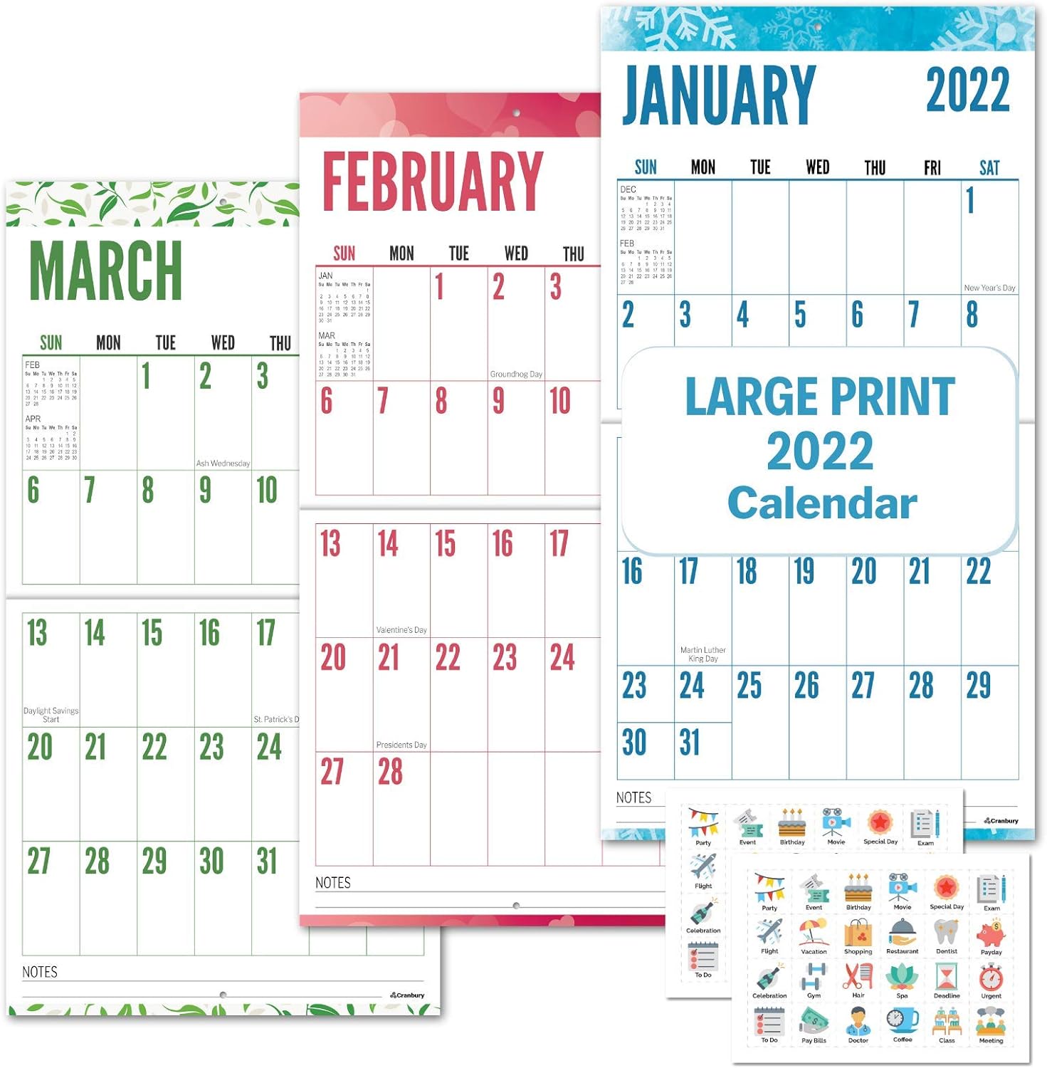 Buy Cranbury Large Print Calendar 2022 - Seasons, 12X23 Open, Use To December 2022, Stunning Big Grid Calendar 2022 For Seniors, Thick Non Glossy Paper, Large Wall Calendar 2022 For Planning Online In Turkey. B08R2Nlqnq