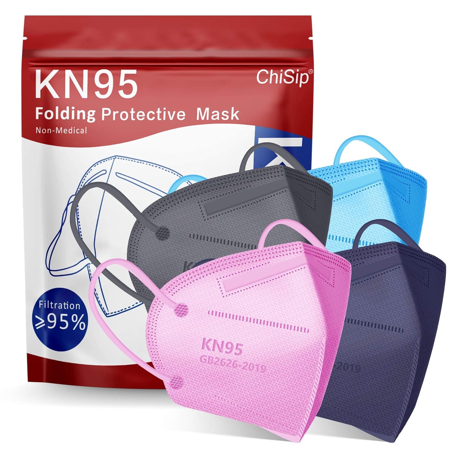 Buy ChiSip KN95 Face Mask 20Pcs, 5 Layer Design Cup Dust Safety Masks,  Breathable Protection Masks Against PM2.5 Dust Bulk for Adult, Men, Women,  Indoor, Outdoor Use, Colorful Online in Turkey. B08LZ6PGLD